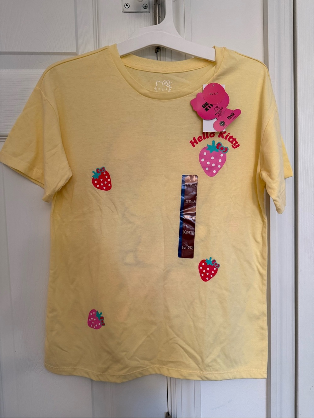 Hello Kitty Yellow Strawberry Print Short Sleeve Tee